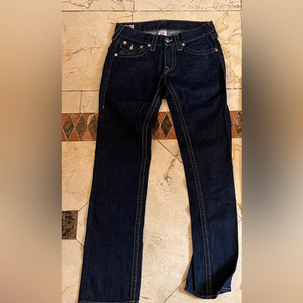 True Religion, Dark Blue Denim Jeans, made in the USA, 100% cotton